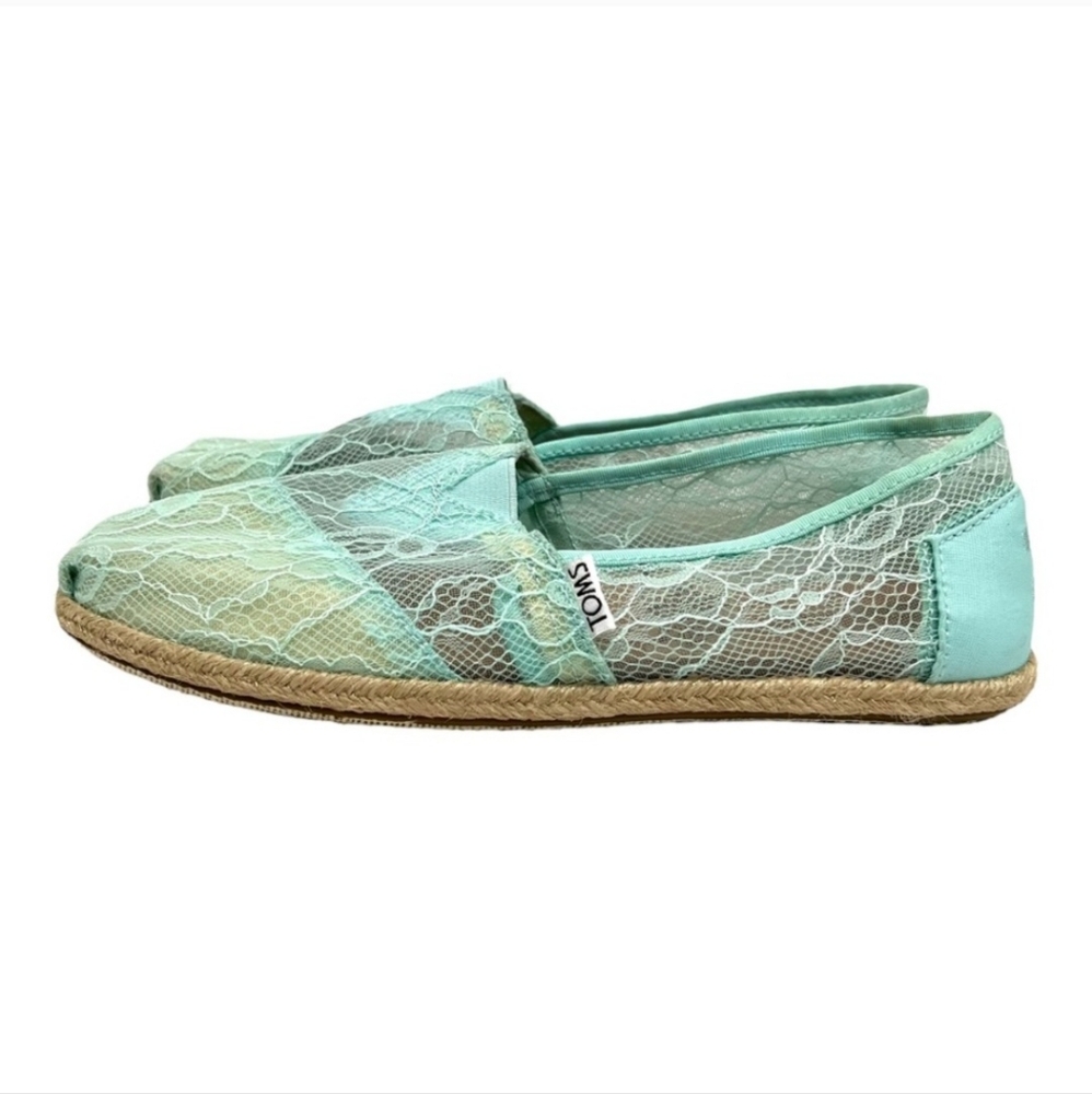 NWOT Toms Aqua Lace Alpargata Classic Slip On Espadrille Shoes - Picture 2 of 13